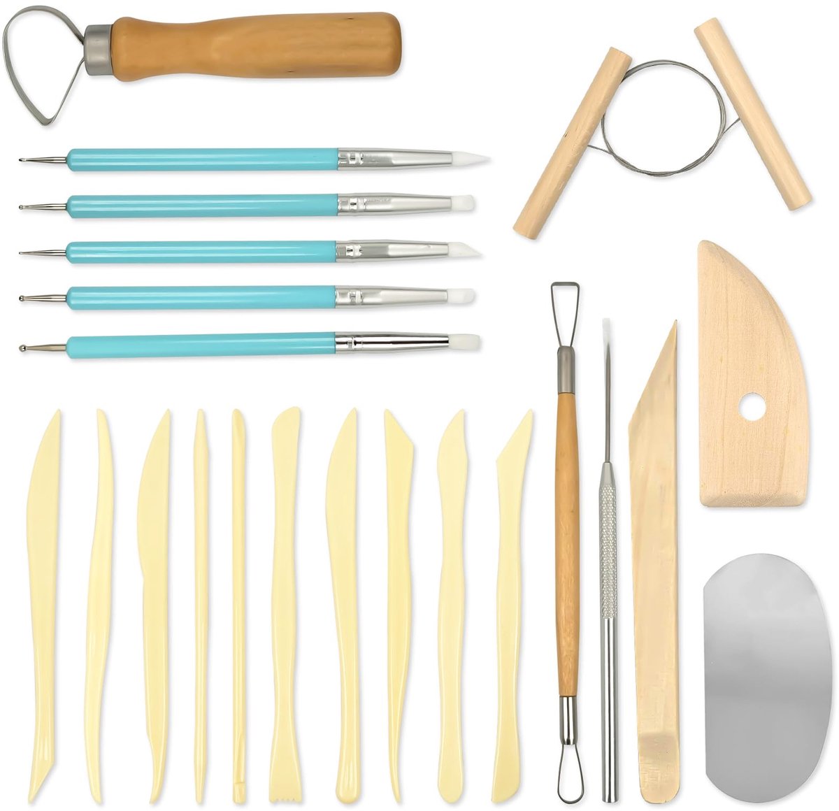 klei hout set modelleergereedschap set 22 pottenbakkers gereedschappen polymeer klei accessoires set klei gereedschap boetseerklei accessoires pottenbakkerij gereedschap hout
