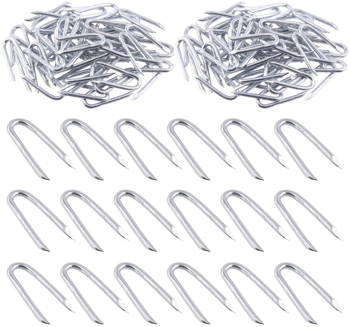200 Stks 3/2 "- 0.16 "× 1.57" Staaldraad Nietjes, Beton Metaaldraad Draaien Hek Tool, Hek Nietjes Nagels, U-vormige Nagels voor Schermen, Wire Mesh en Geweven Schermen