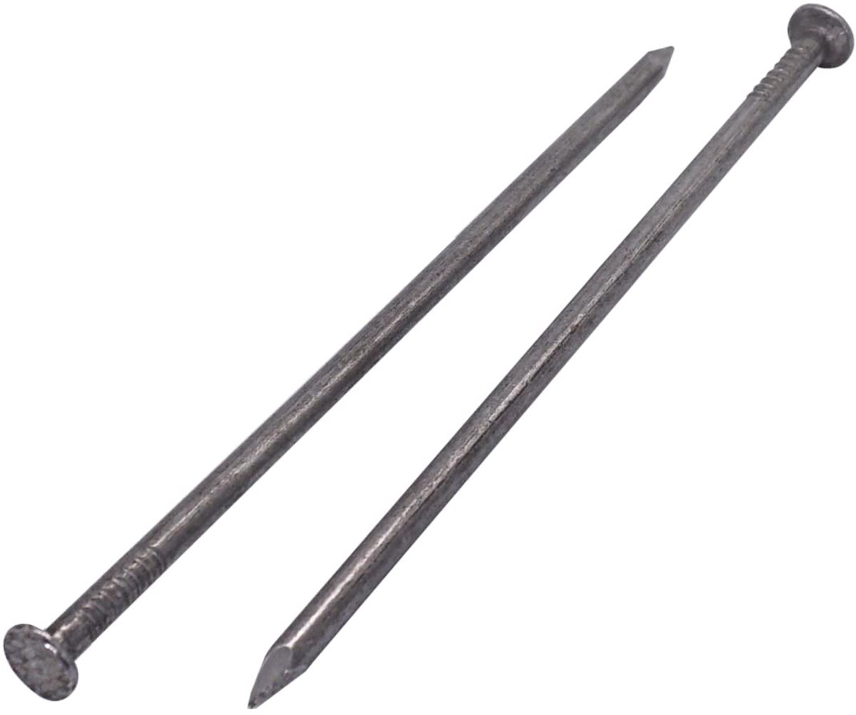 (Verpakking van 16 stuks) Koolstofstaal 5,0 x 150 mm Constructiespijkers, Platte ronde kop, Multifunctionele gewone draadspijkers, Houtbewerking (16, 5,0 x 150 mm)