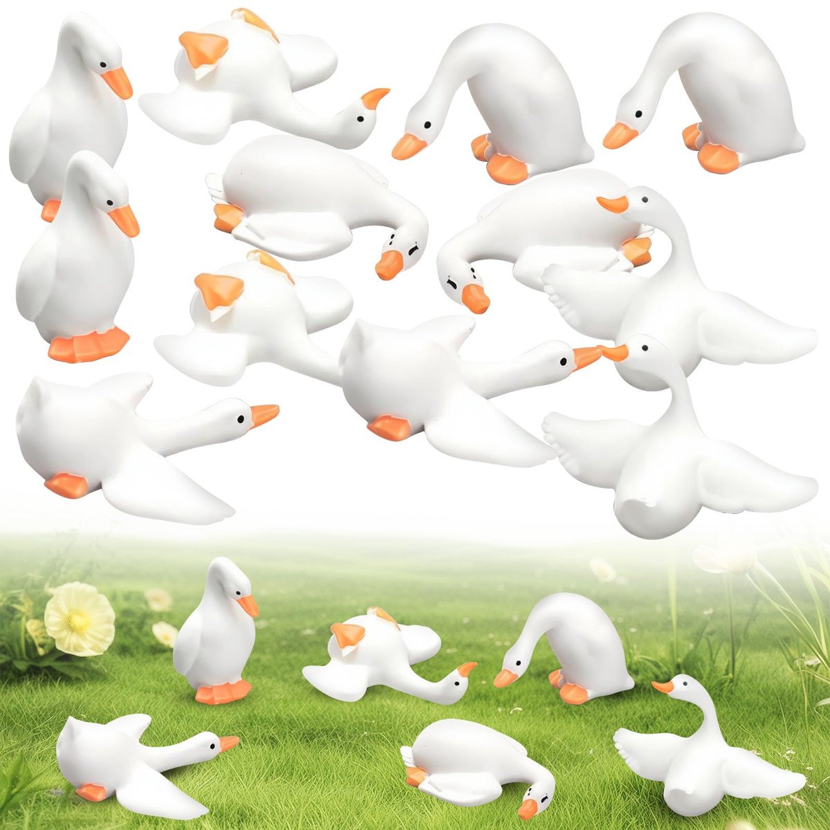 Harsbeeldjes, speelgoed, doe-het-zelf-knutselwerkjes, gazon, tuindecoratie, kleine schattige bureaudecoratie Mini Resin Goose Lawn Yard Tuin Outdoor Standbeelden