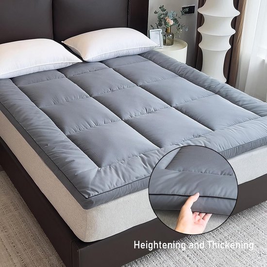 Japanse Vloer Futonmatras - Opvouwbare Matras Tatami - Comfortabel Slapen - Fijn Gewatteerd Patroon - 90x200cm - Grijs — afbeelding 5