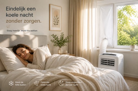 Raamafdichting mobiele airco 400 cm universeel wit met rits en klittenband tegen warmte en insecten