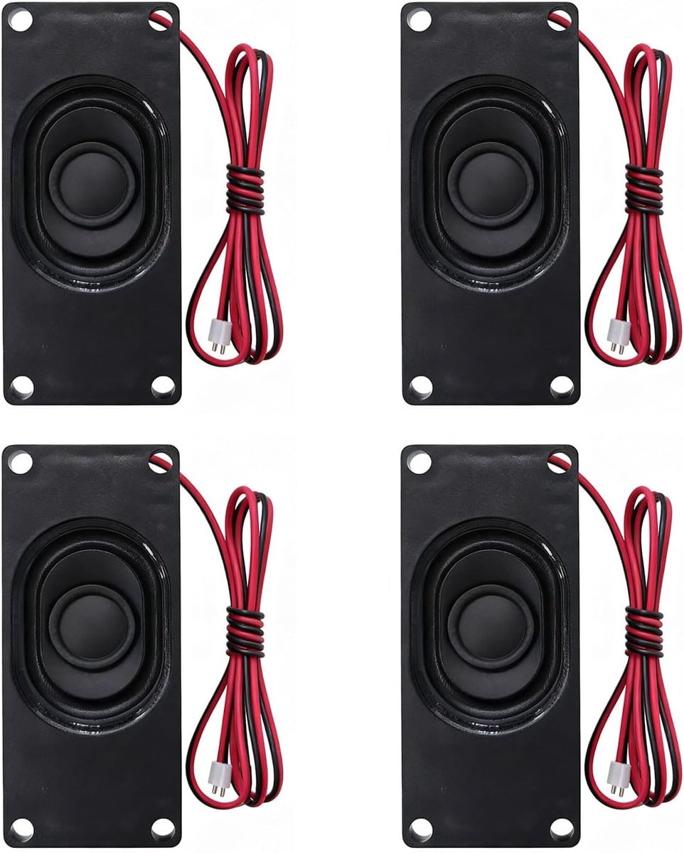 4 stuks miniatuurluidsprekers 8 ohm 3 W met JST-PH2.0 2-pins interface - voor Arduino-projecten, Raspberry Pi, computers, tv en andere elektronische apparaten, ronde mini-luidspreker