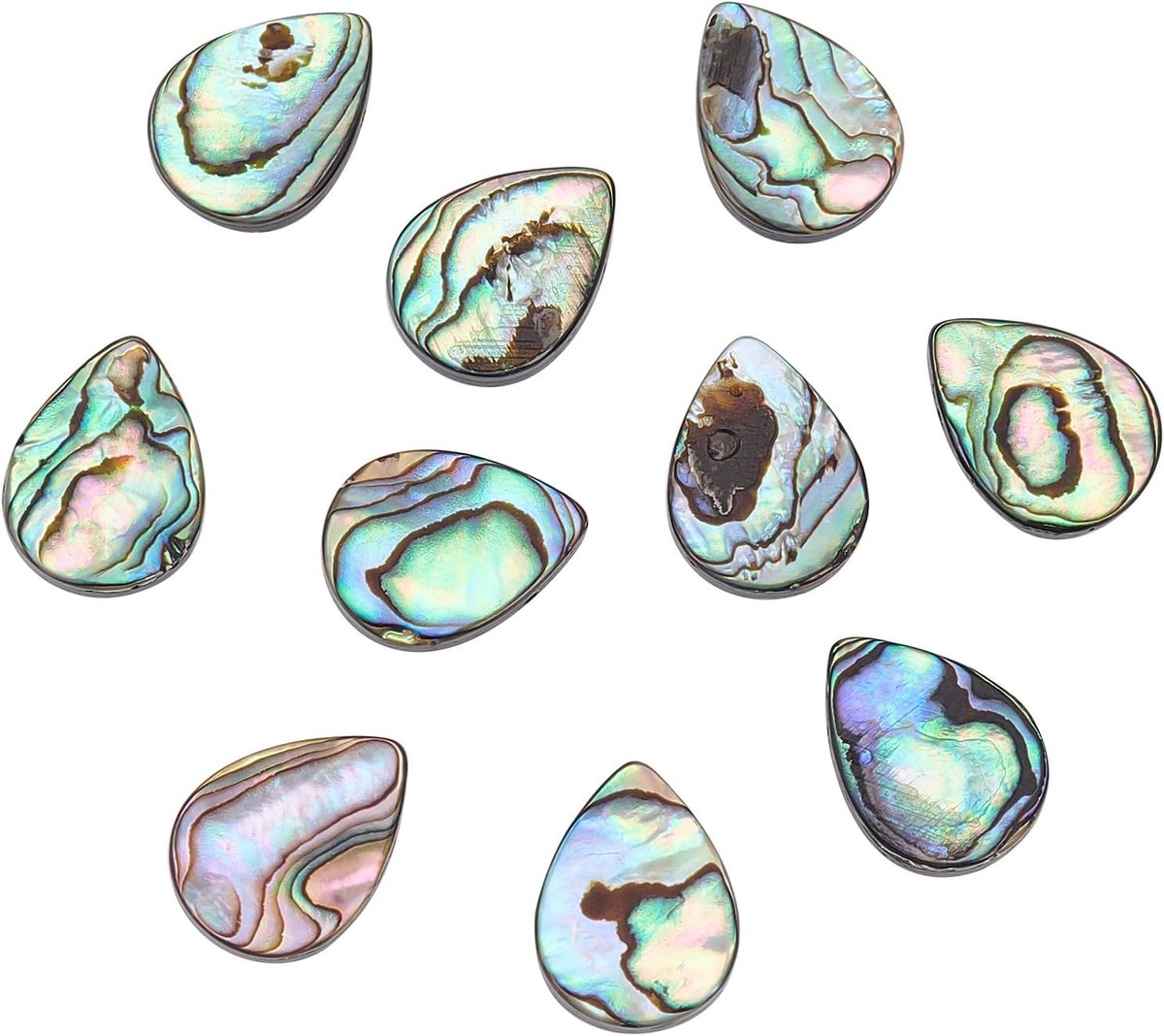 10 stks druppelvorm abalone schelp/paua schelp kralen voor oorbellen armband ketting sieraden maken, kleurrijk