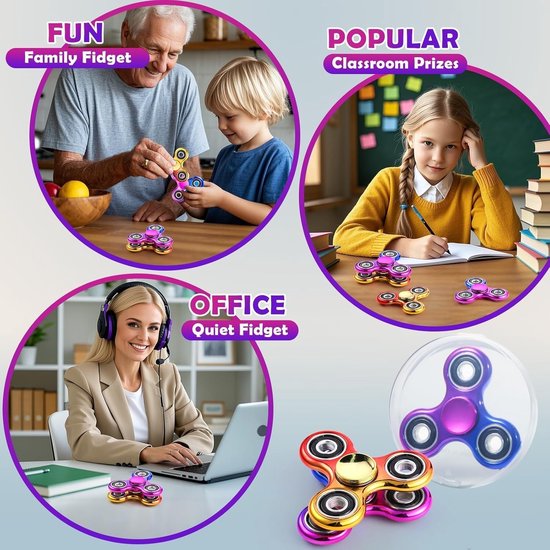 2 Stuks Fidget Spinner Regenboog, Sensorisch Speelgoed tegen Stress en Angst, Vulmateriaal voor Feestgoodiezakjes, Cadeaus voor Kinderen en Volwassenen — afbeelding 3