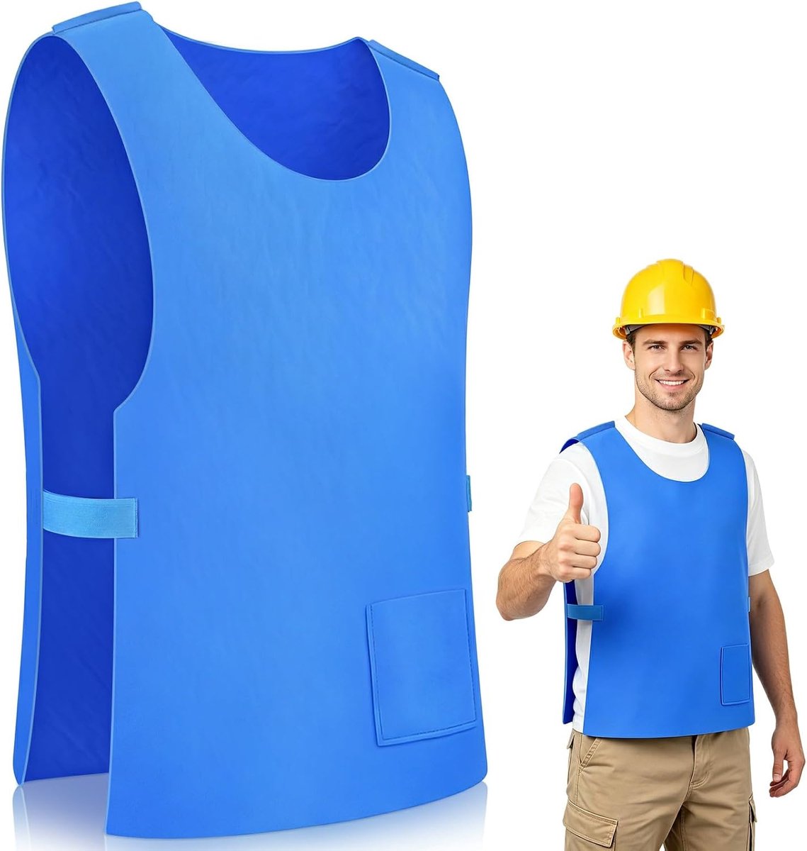 Koelvest voor heren en dames, verstelbaar verdampingsvest voor koelvest, PVA-watergeactiveerd herbruikbaar ijsvest, lichtgewicht bodykoeler voor buitensporten en werk bij warm weer, M-3XL