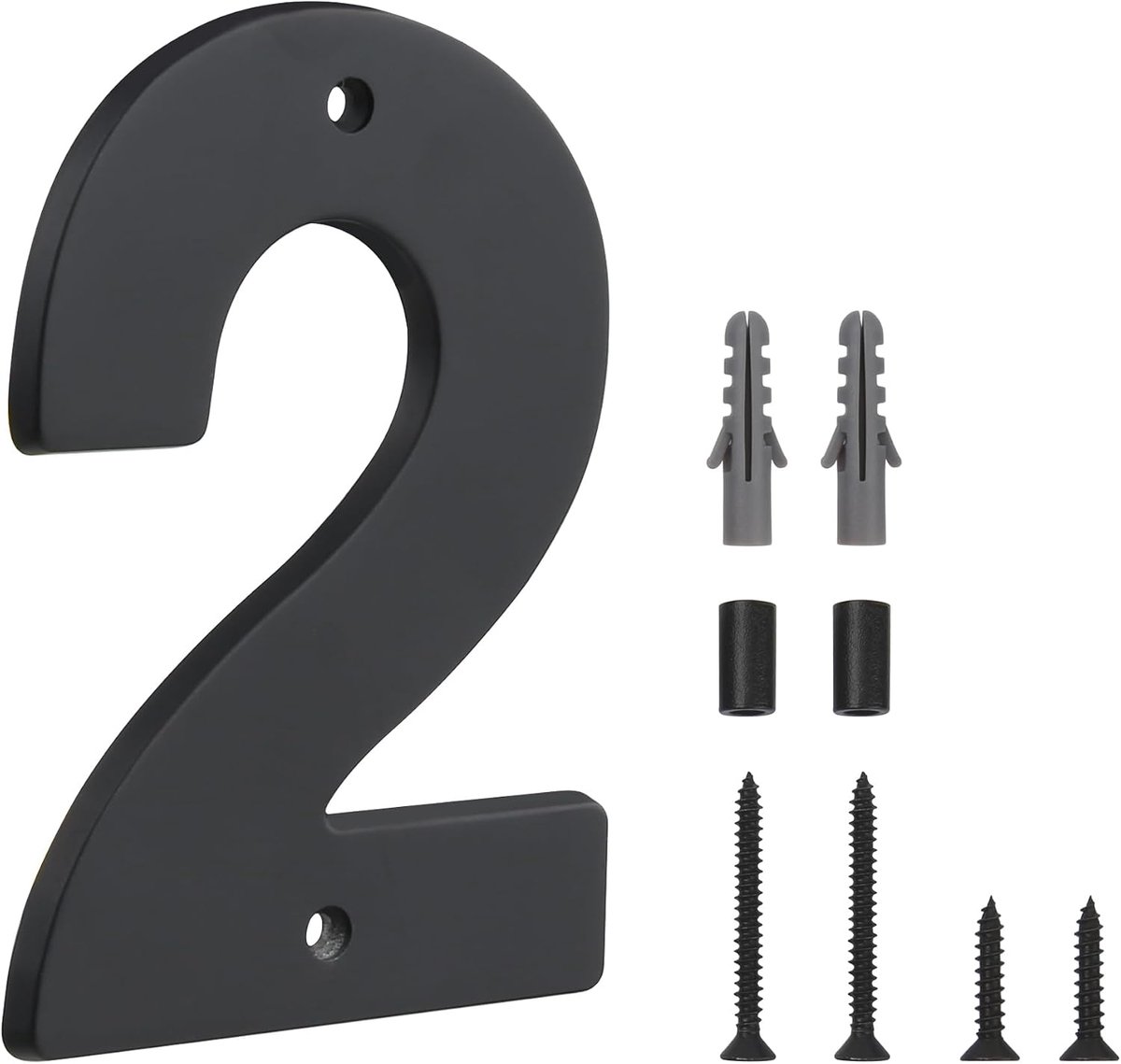 Zwevend Huisnummer – 5 inch (12 cm) Modern, veelzijdig, eenvoudige DIY-installatie voor paal of straat (2, Zwart)