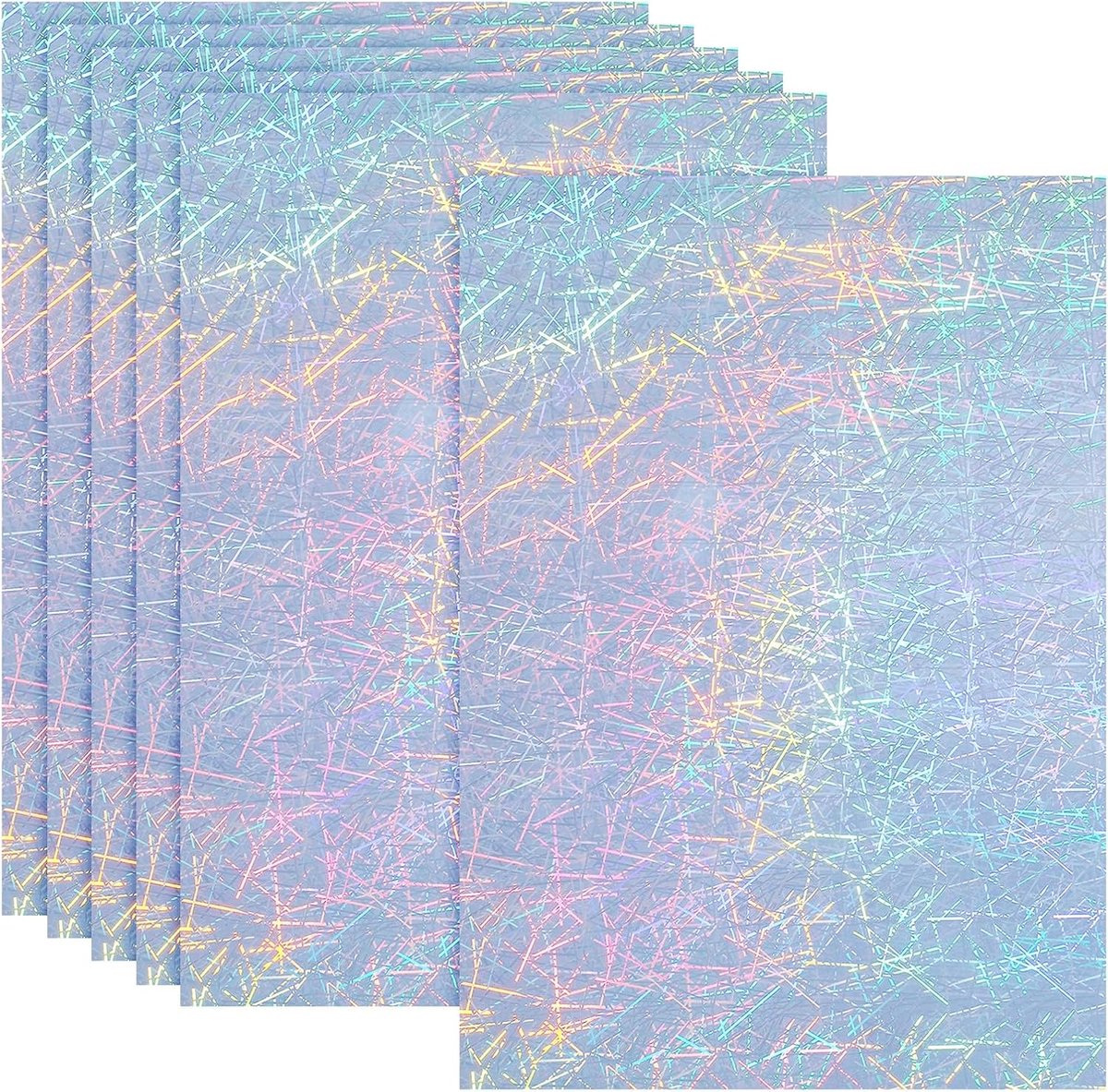 30 x 20 cm afdrukbaar holografisch stickerpapier, 6 vellen vinyl stickerpapier A4 waterdicht snel sticker voor laserprinter inkjetprinter, stroweefpatroon