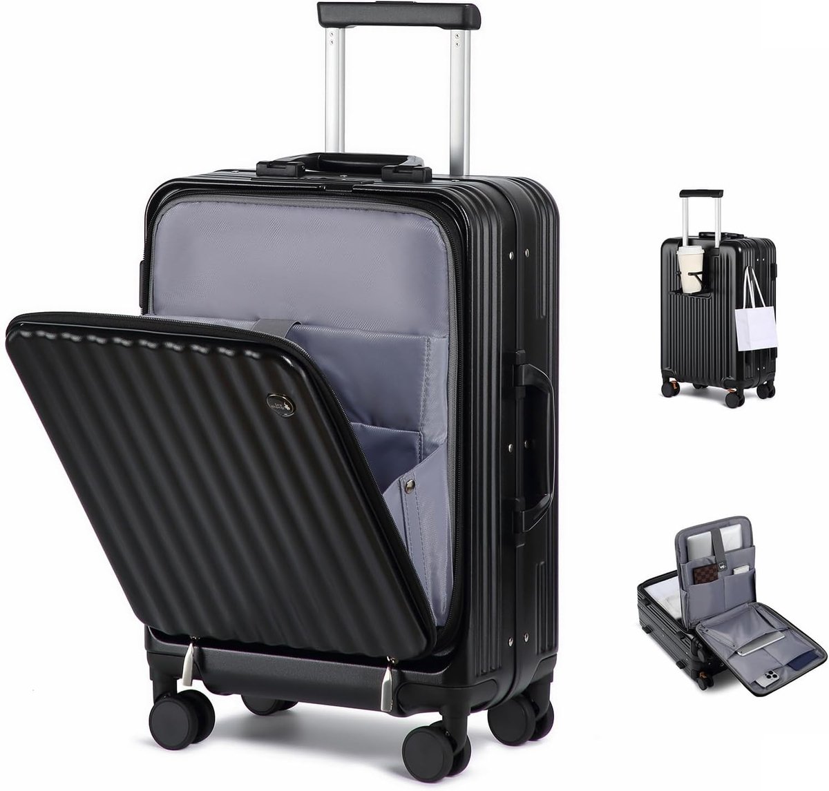 choice Handbagage Koffer met laptopvak Reiskoffer van Polycarbonaat lichtgewicht Harde Koffer met TSA-slot