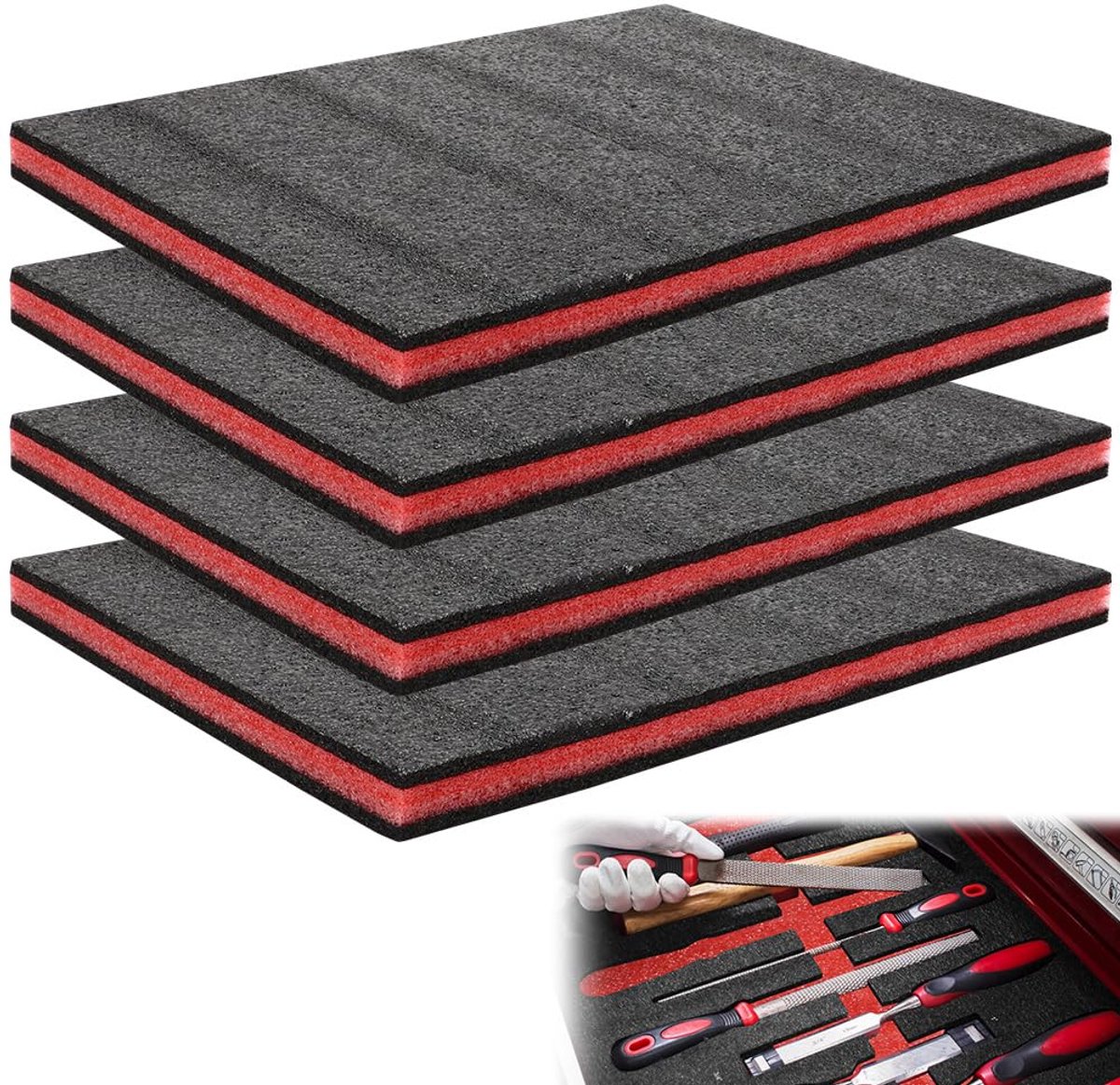 Schuimzuschnitt, 40 x 30 x 2,5 cm gereedschapskist schuim Polyethyleenschuim schuimeinlage gereedschap, voor camerakoffer gereedschapkoffer transportkoffer schuimplaat