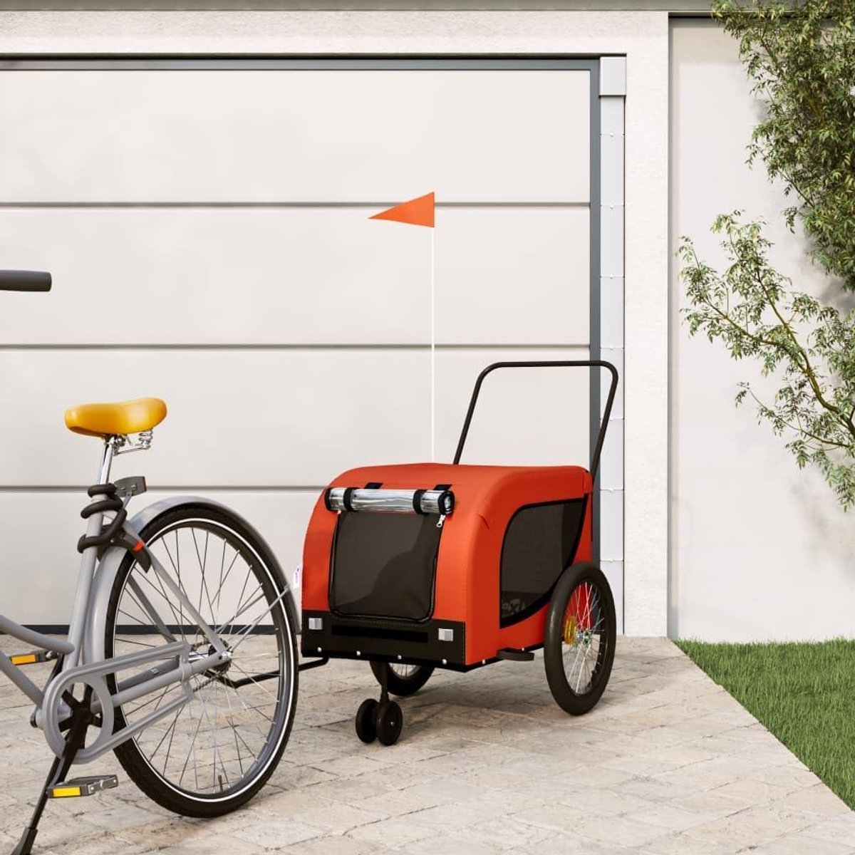 Fietskar Hond - Hondenkar Aanhanger - Veilig Vervoer - Waterdicht - 86 x 59 x 11 cm - Oranje Zwart