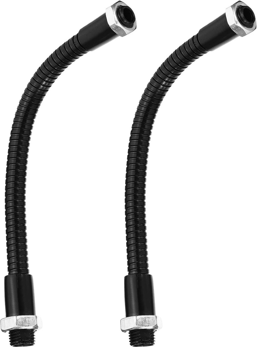 5,9 inch universele zwanenhals slang, 2 stuks M10 tot M8 fijne draad buigbare metalen slang flexibele arm zachte buisverlenging voor lamp, doe-het-zelf apparatuur, zwart