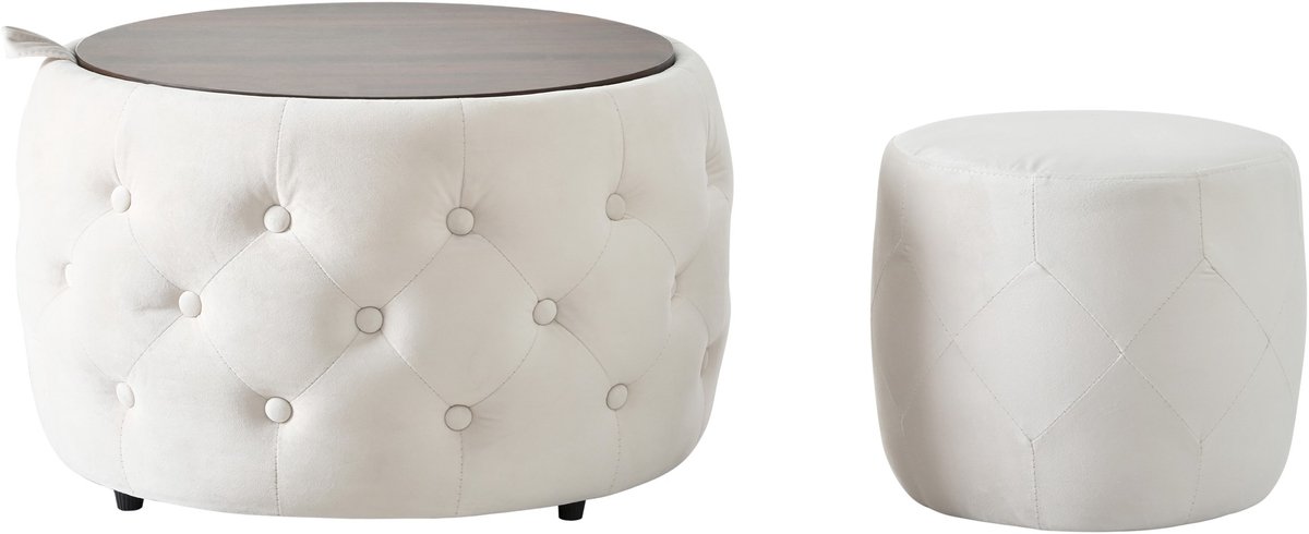 YYchan poef - beige - 58 x 58 x 38 cm - met opbergruimte