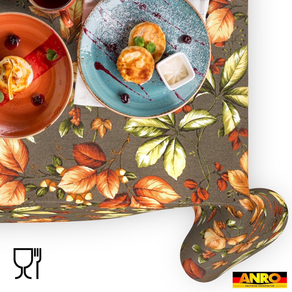 ANRO Tafelkleed Herfstbladeren Bruin 140x100cm Rechte rand Afwasbaar Waterafstotend Binnen & Buiten