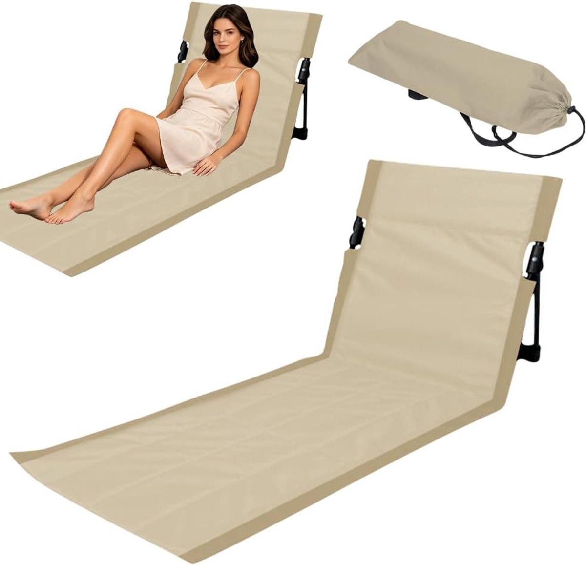 Thijox - Opvouwbare Strandmat met Rugleuning, Lichtgewicht Strandstoel voor Camping, Tuin, Concerten, Reizen, Compact met Draagriem, Comfortabele Zitp