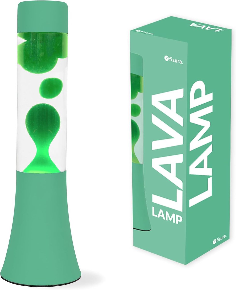 Thijox - Retro Lava Lamp Groen 30 cm - Unieke Lamp voor Feest, Kinderen, en Sfeer - Metaal, Glas, en Was - Voor Thuis, Kantoor, en Tuin