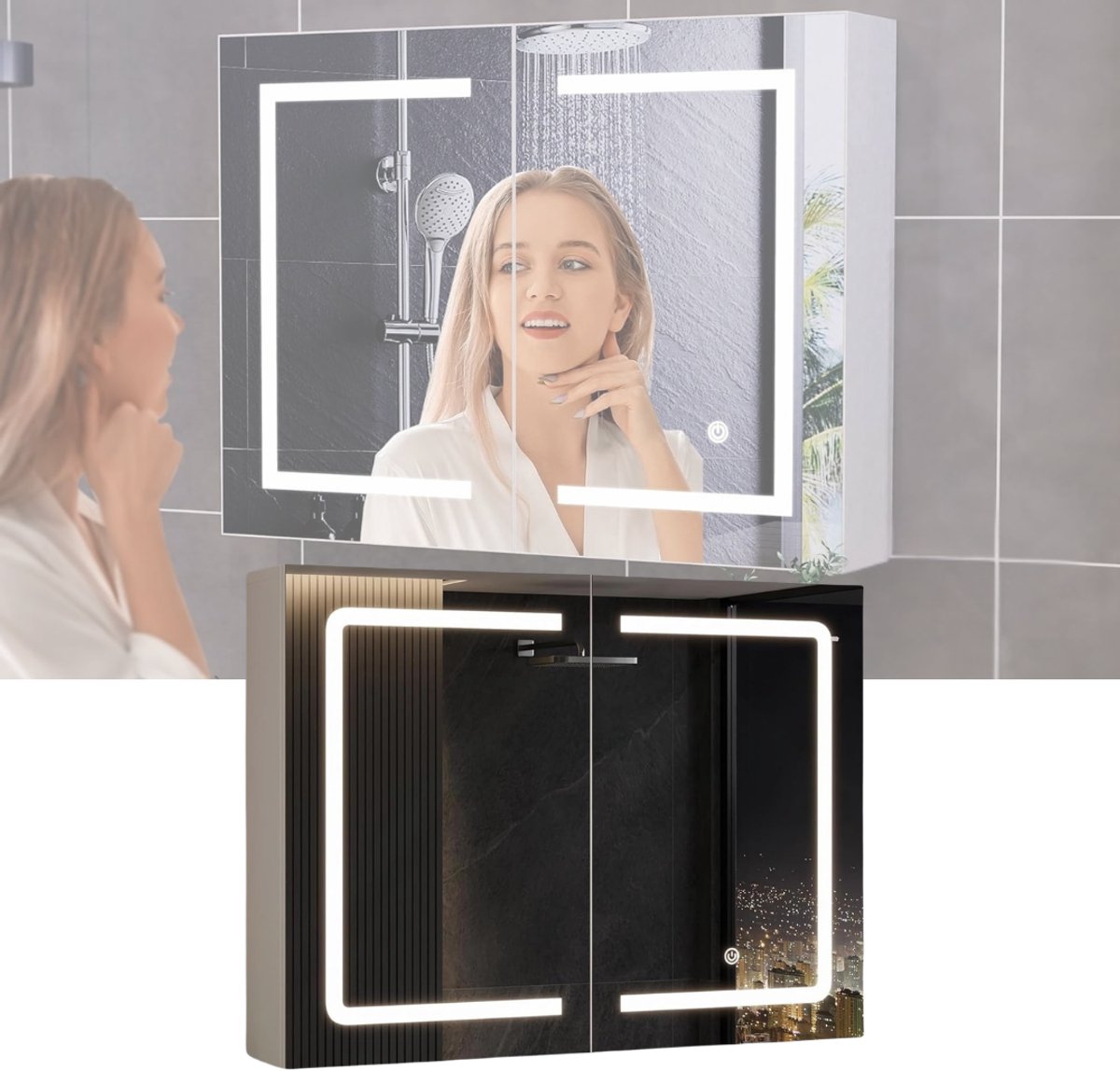 CLVP® Dressing Kasten - Badkamerkast met Spiegel - Badkamer Kastje - Wit