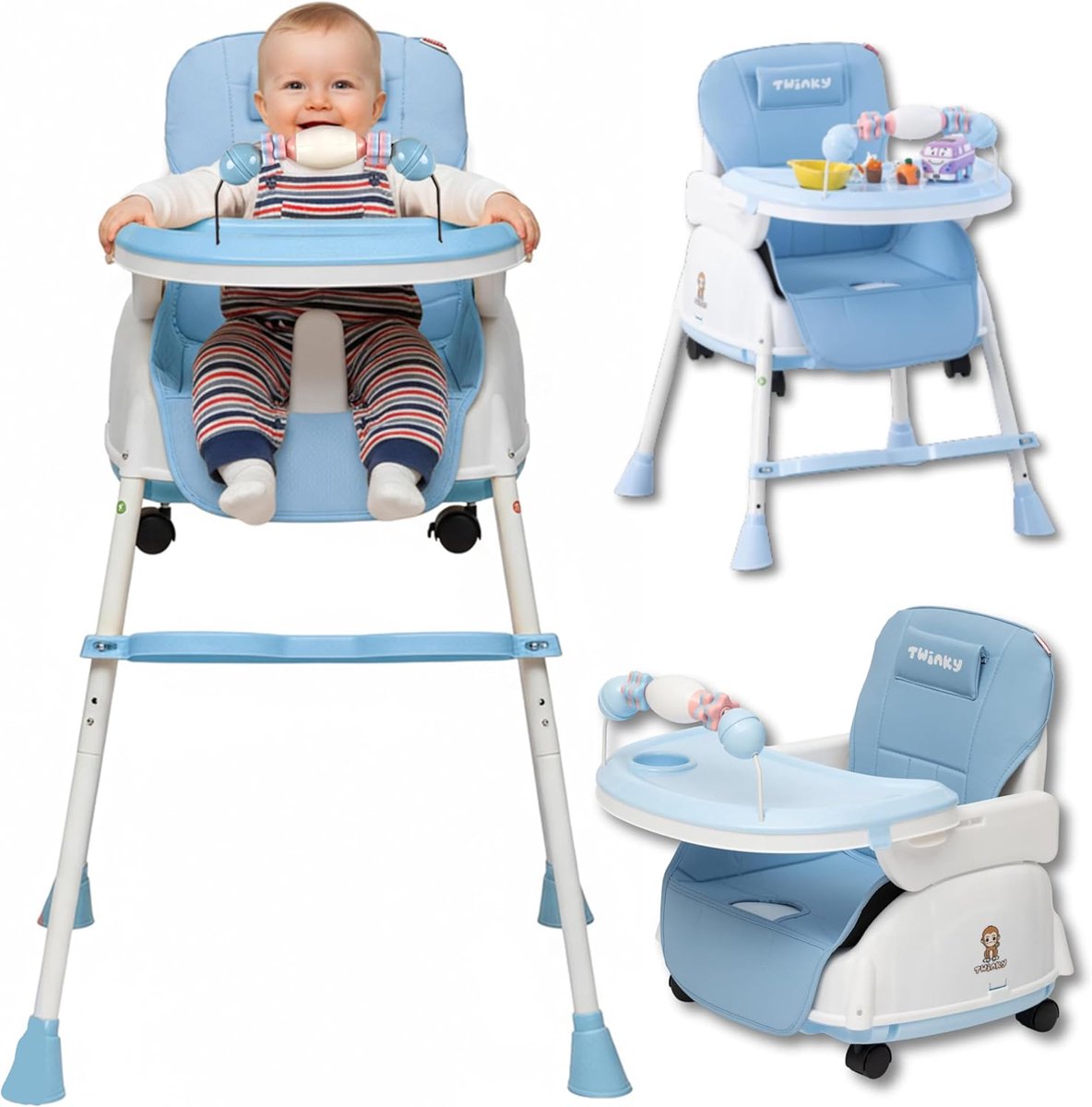 Thijox - Twinky® Kinderstoel 2-in-1 – Inklapbare Peuterstoel met Eettafel – Verstelbare Meegroeistoel voor Baby en Peuter van 6 Maanden tot 4 Jaar, Pe