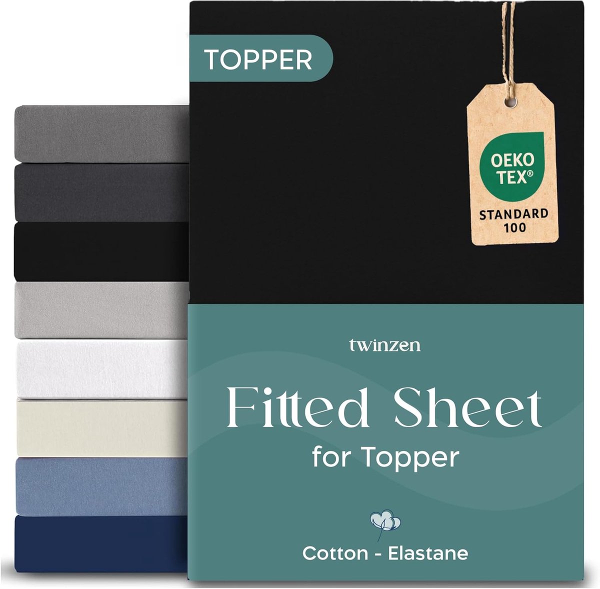Thijox - Premium Hoeslaken 180x200 cm - Katoen & Elastaan - 18 cm Diepe Hoes - Zwart - Oeko-Tex - Luxe Matrasbeschermer - Perfecte Pasvorm