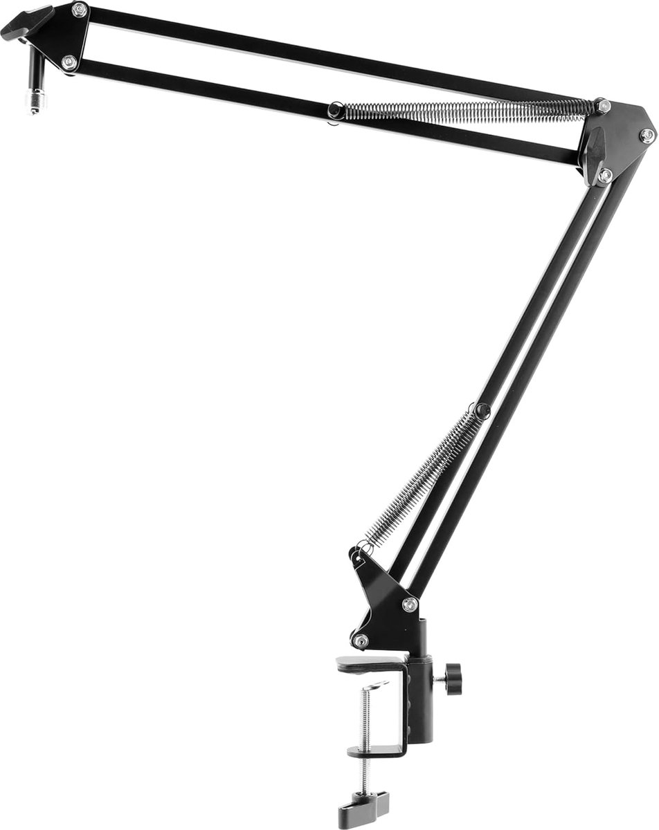 Thijox - Podcast Arm Microfoon Schaarstang Verstelbaar - Zwart Microfoon Scharnierarm voor Streaming, Gaming, Radio en Voice-overs - Inclusief 3/8 inc