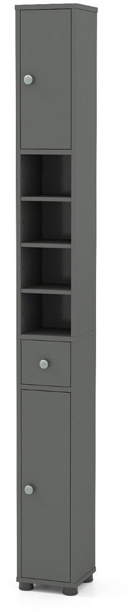 SureDeal® - Badkamerkast - Hoge Slanke - Één Lade - Verstelbare Legplanken - 20x20x180 cm 