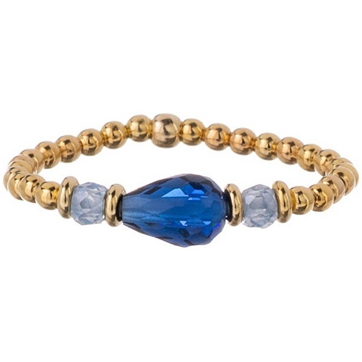 ALISIA AL5227.01.000.D - 53 MM - GOLD-PLATED KRALEN RING MET BLAUWE ZIRKONIA'S EN KRISTAL 1 STUK