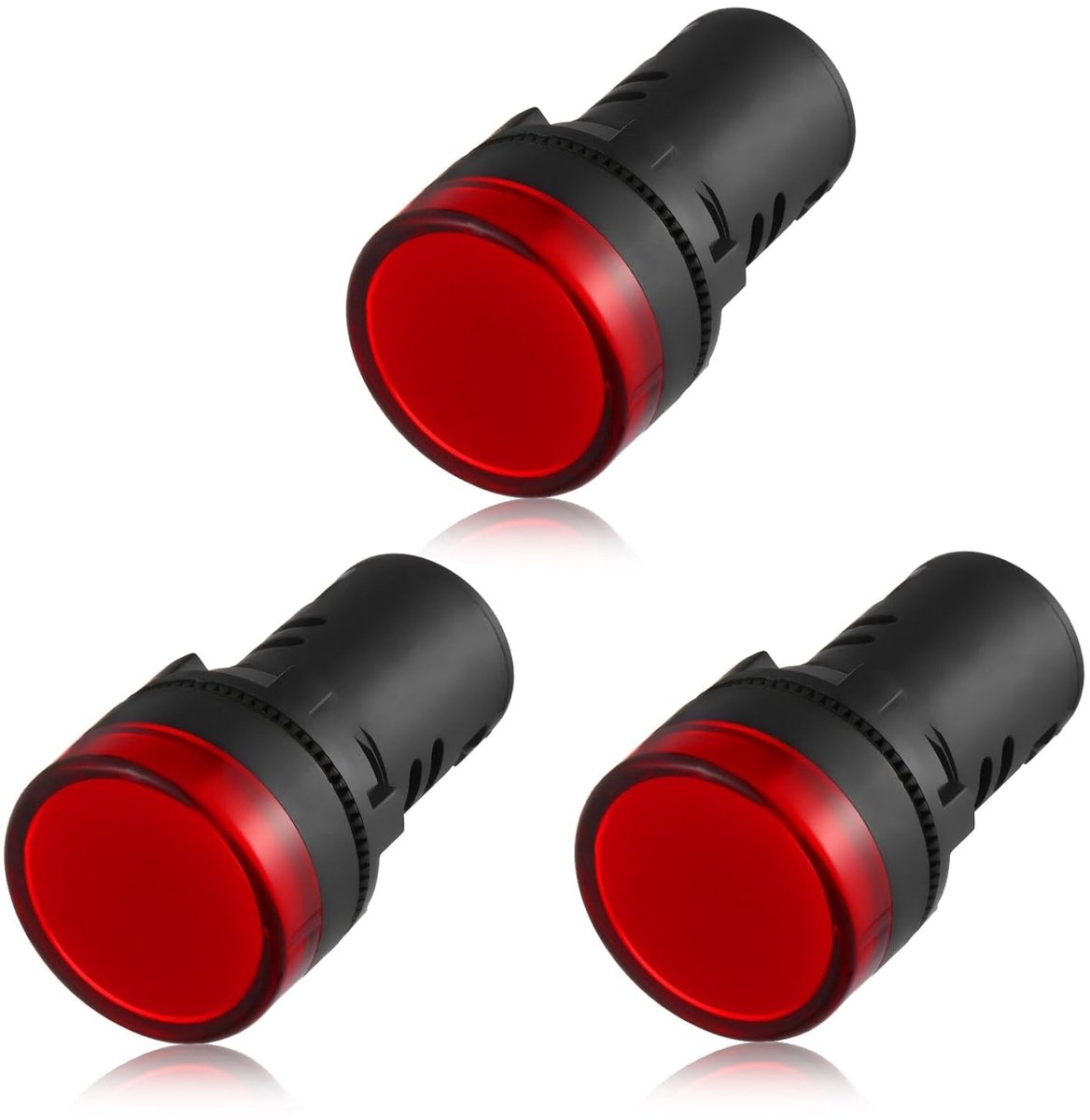 Set van 3 stuks 22mm LED Indicatorlampen - AC 220V Signaallicht, Ingebouwde Paneel Indicatoren (Rood) voor Automatische Toepassingen en Beveiligingssystemen