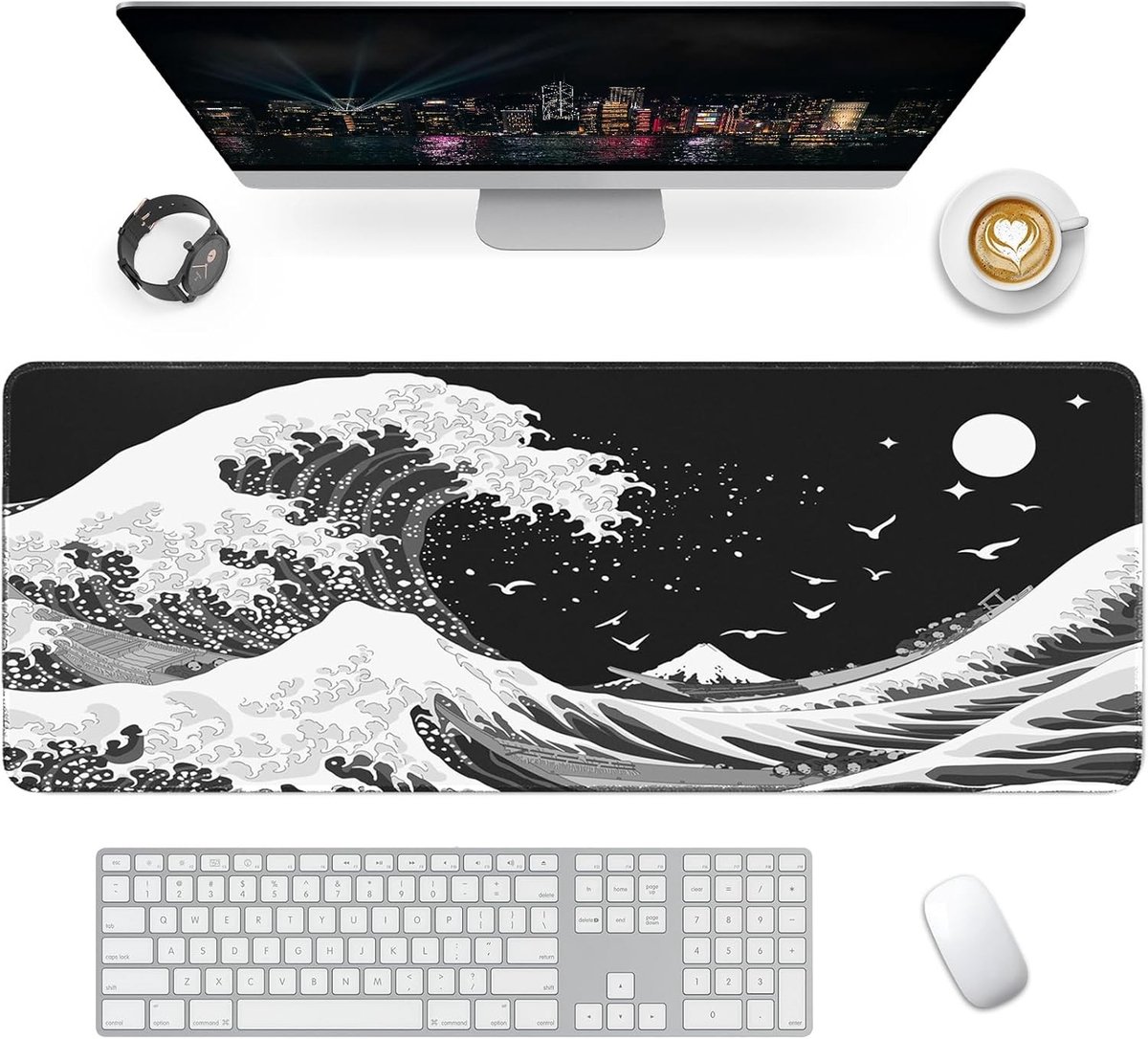 Grote Gaming Muismat XXL 800 x 300 mm met Antislip Rubber Basis voor Toetsenbord en Laptop, Ideaal voor Gamers en Thuiswerkers