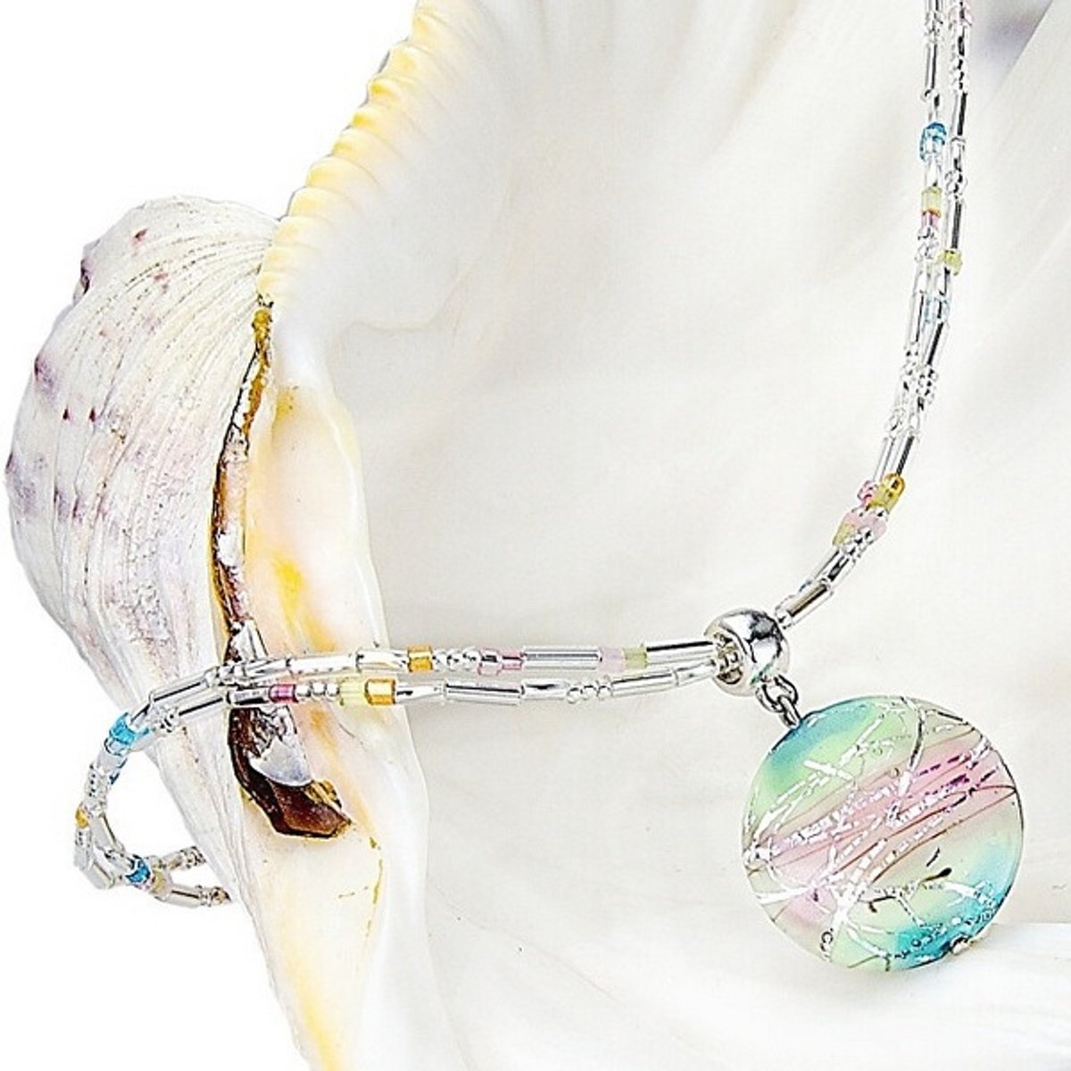 LAMPGLAS NP22 ZILVEREN KETTING MET PAREL 1 STUK
