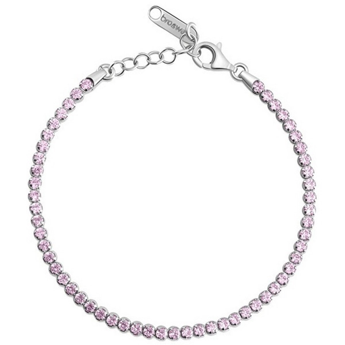 BROSWAY FANCY FVP108 ZILVEREN ARMBAND MET ROZE ZIRKONIA'S 1 STUK