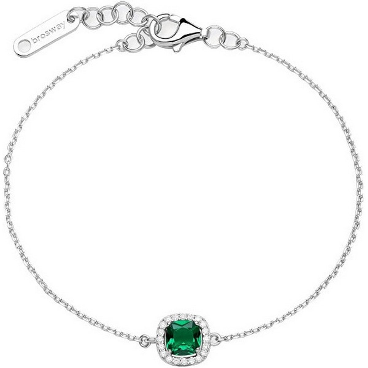 BROSWAY FANCY FLG139 ZILVEREN ARMBAND MET GROENE/TRANSPARANTE ZIRKONIA'S 1 STUK