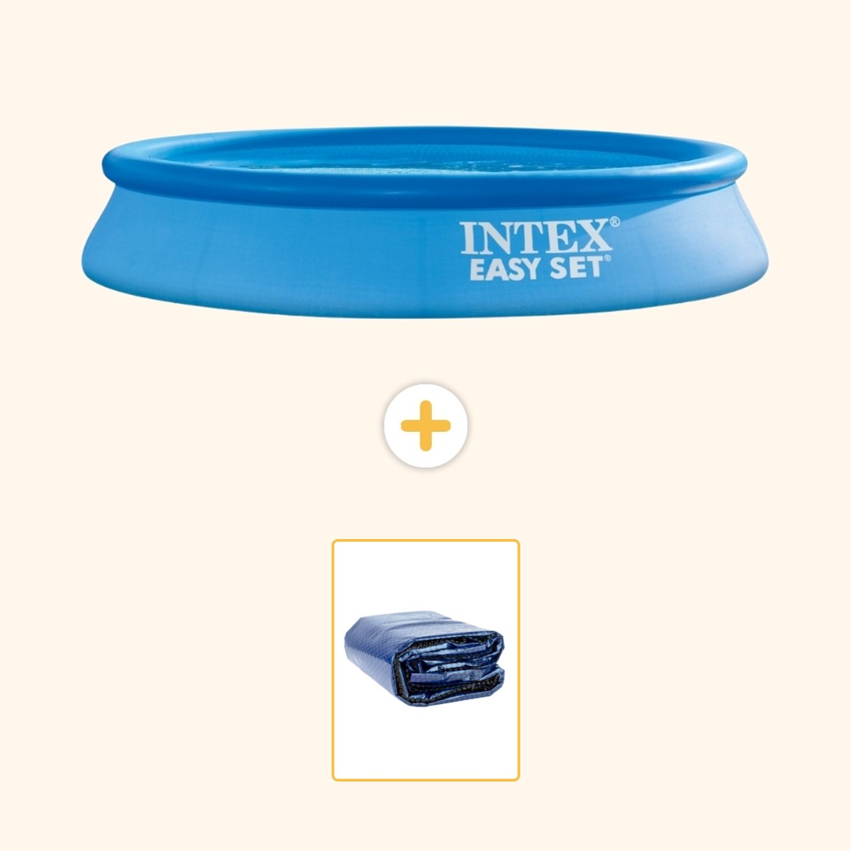 Intex Rond Opblaasbaar Easy Set Zwembad - 305 x 61 cm - Blauw - Inclusief Solarzeil - 2-delig