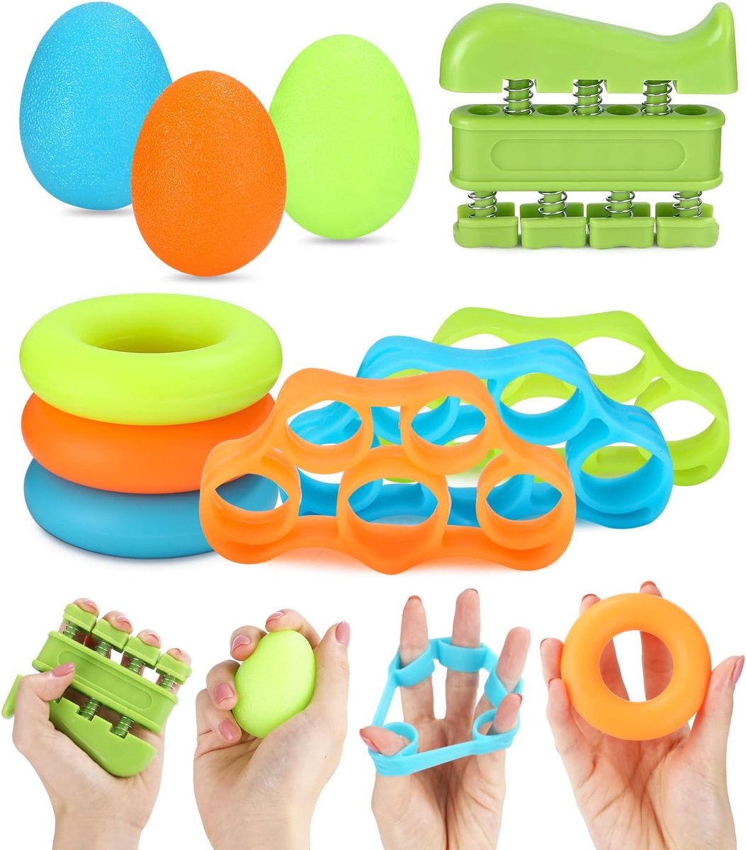 Thijox - 10 Stuks Handgreepsterkers, Handtrainer voor Vingers en Pols, Spierontwikkeling, Ergonomische Grijper voor Muzikanten en Sporters, Ideaal voo