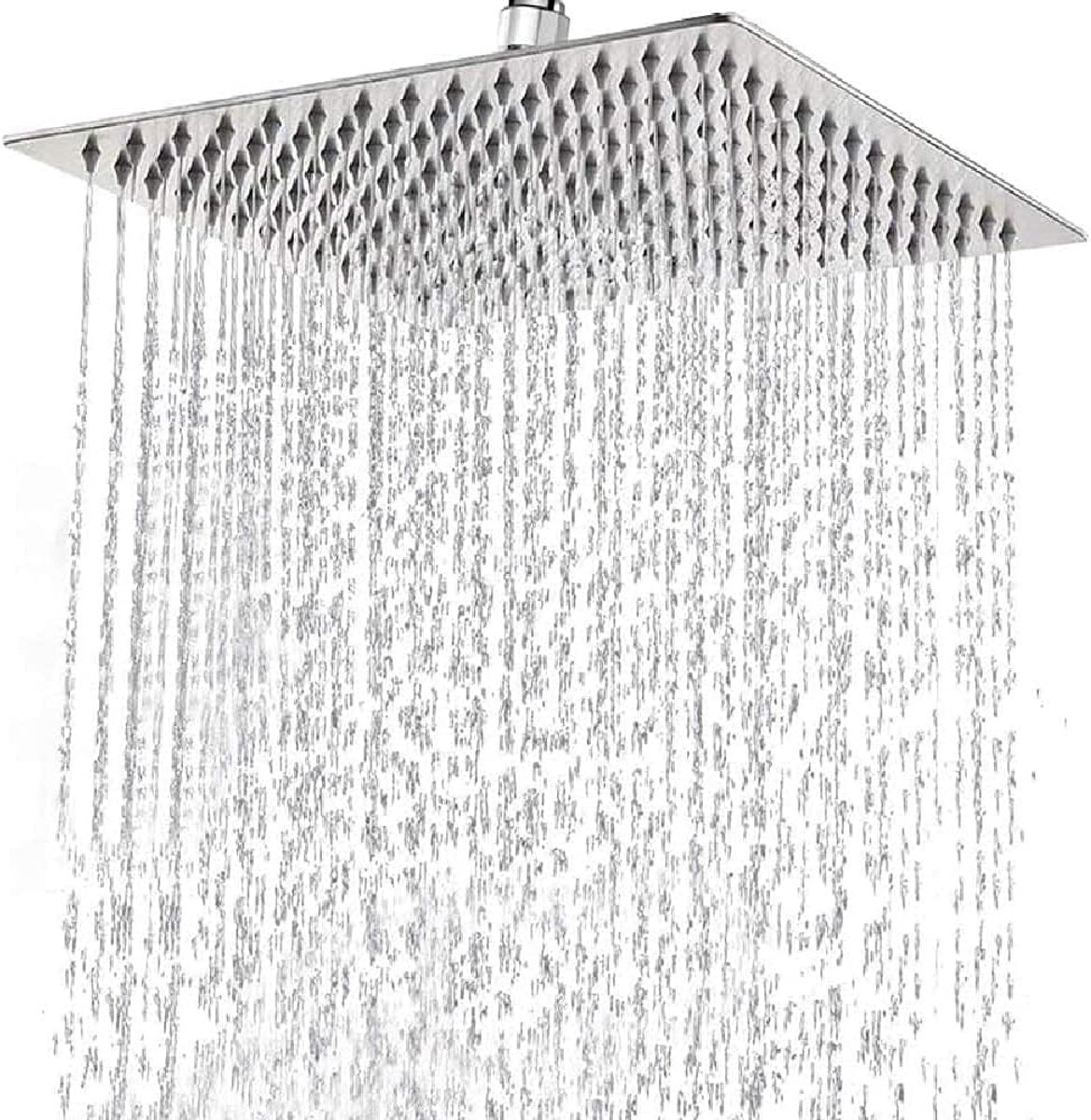 SnelShoppen - Douchekop Regendouche 30 x 30 cm Vierkant Roestvrij Staal Chroom Zelfreinigend Luxe Douchekop voor Badkamer