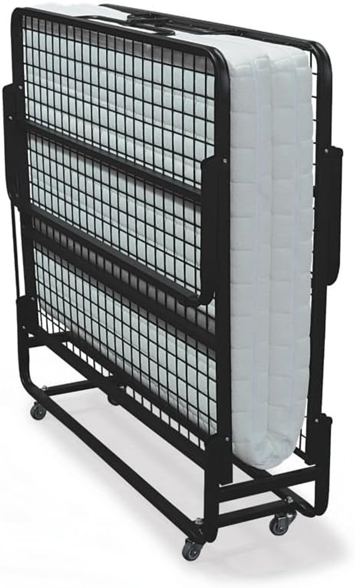 SnelShoppen - Opklapbed Vouwbed Twijfelaar 120x200 - Incl. Pocketveren Matras 15cm - Logeerbed met Beschermhoes - Heavy Duty 250kg Draagkracht - Perfe