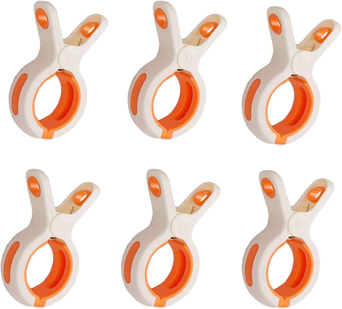 Thijox - 6x Grote Witte Wasknijpers voor Strandstoelen, Winddichte Handdoekclips Jumbo Formaat, Perfect voor Beddengoed, Tapijten en Dikke Kleding