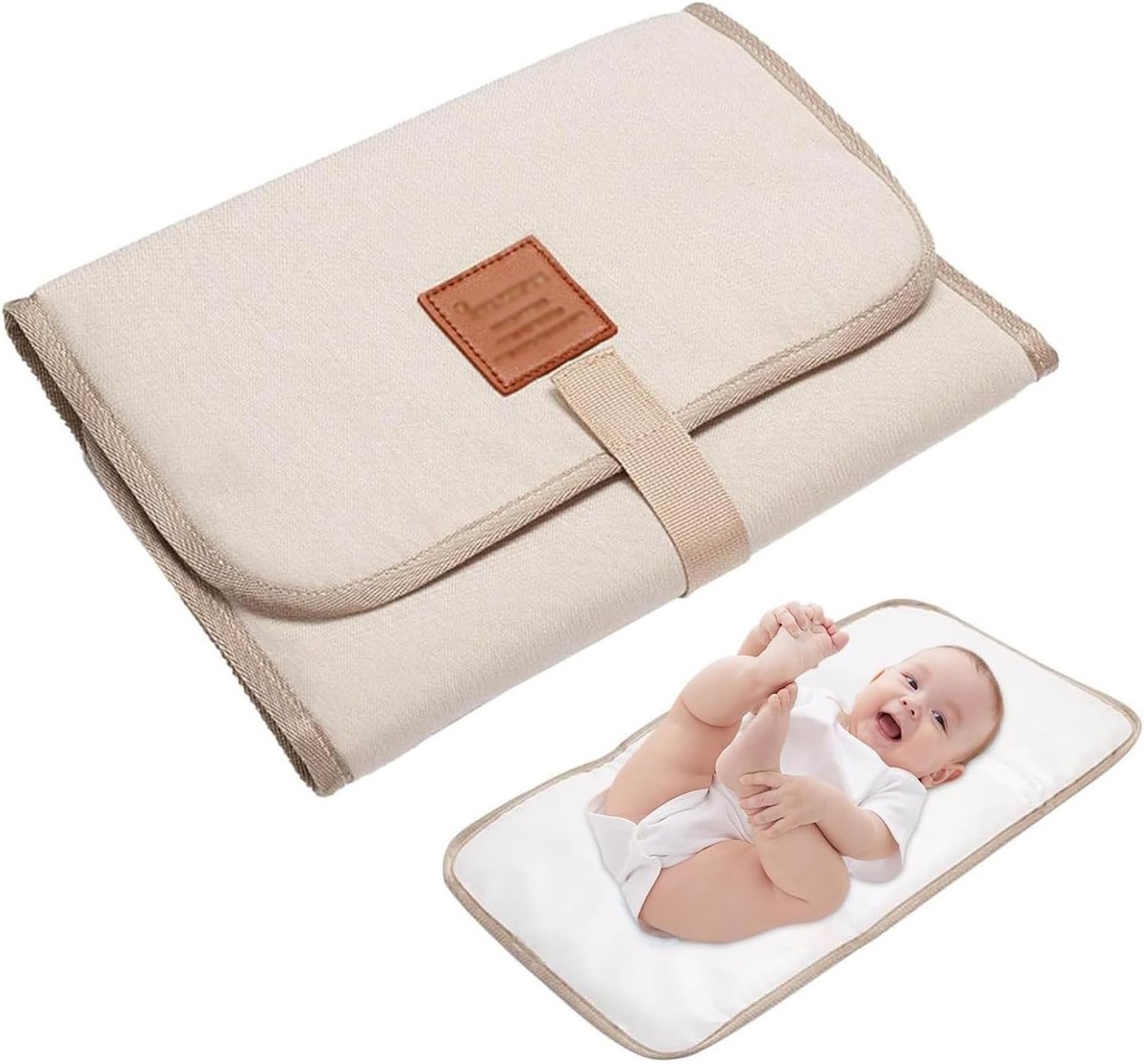 SnelShoppen - Baby Verschoonmat - Waterdicht, Vouwbaar, Ideaal voor Thuis & Reizen - Makkelijk Schoon te Maken - Beige