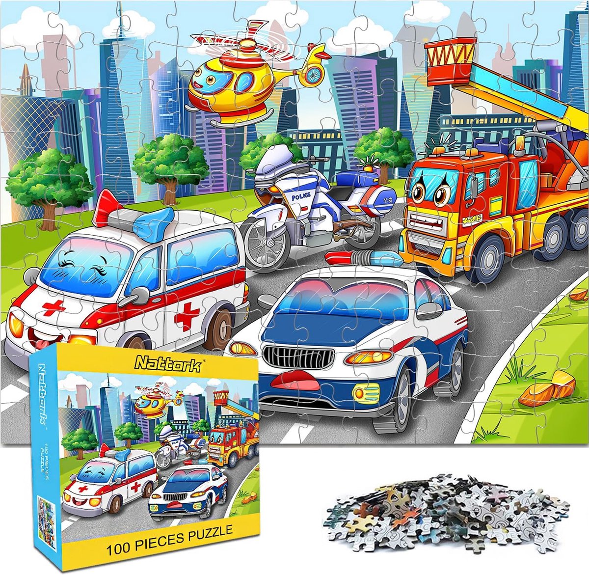 Thijox - Kinderpuzzel 100 Stukjes, Kleurrijke Auto, Hoogwaardig Niet Giftig Materiaal, Perfect Cadeau voor Kinderen van 4-6 Jaar, Puzzelplezier voor J