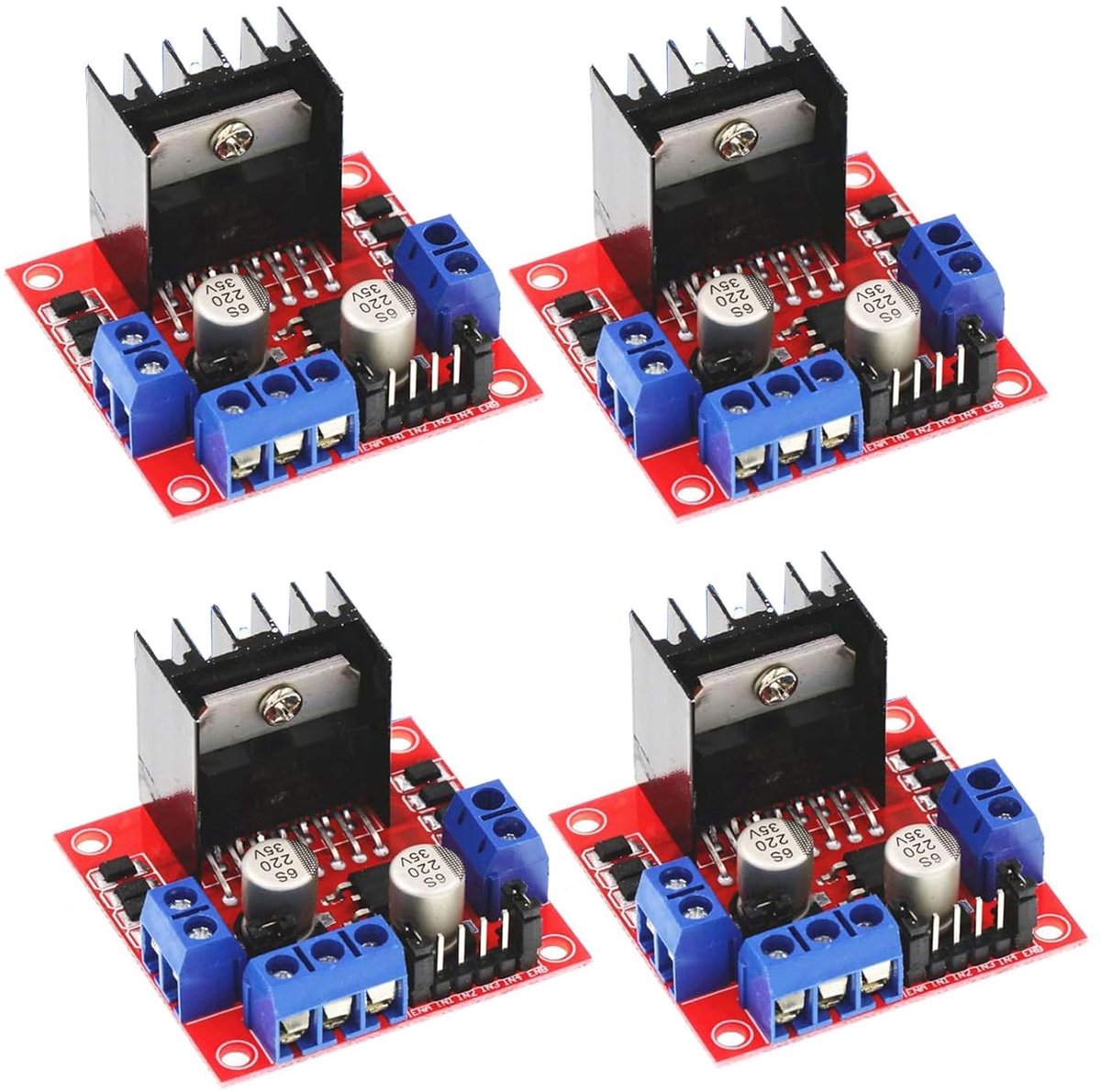 SnelShoppen - 4pcs L298N Motor Drive Controller Board Module Dual H Bridge DC Stepper Module voor Arduino, Hoge Kracht, Lage Warmte, Geschikt voor Rob