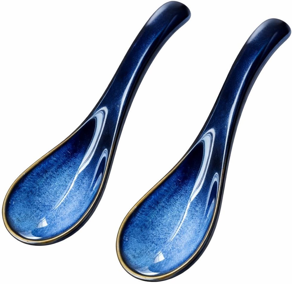 Thijox - 2 Stuks Aziatische Soeplepels, Japanse Soeplepels van Porselein, Keramische Hittebestendige Lepels voor Ramen, Fo, Udon en Soep - Ideaal voor