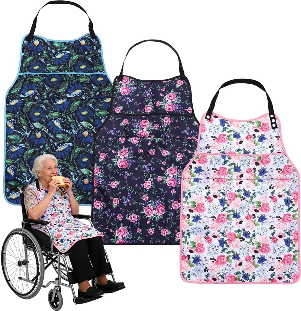 Thijox - 3 Stuks Grappige Slabbetjes voor Volwassenen met Kruimelverzamelaar, Wasbaar en Herbruikbaar, Slabbetjes voor Ouderen, Mannen, Vrouwen en Men