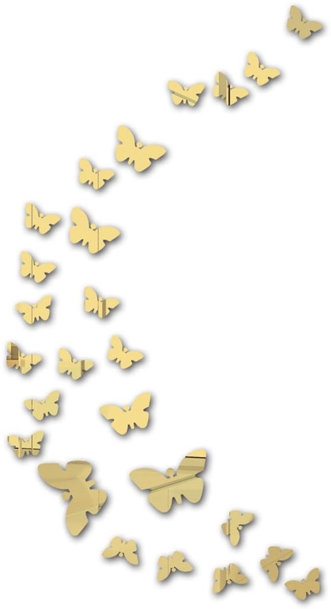 Dailygoods- Vlinderstickers 3D - Wanddecoratie Acryl - Waterdicht - Spiegel Effect - Decor