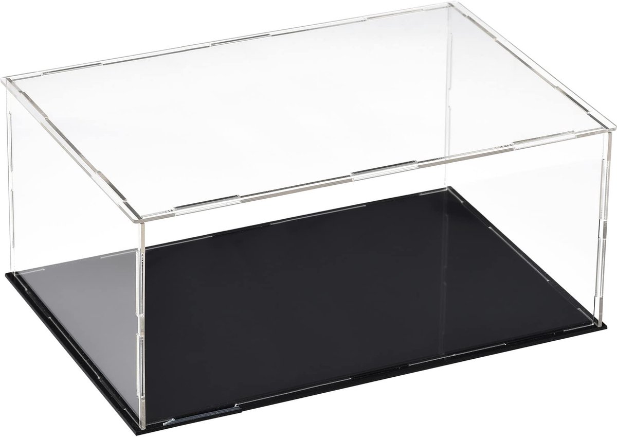 Dailygoods- Opbergdoos 25 x 15 x 10 cm - Acryl Vitrine - Stofdicht - Zwarte Basis - Organizer - Duurzaam Materiaal
