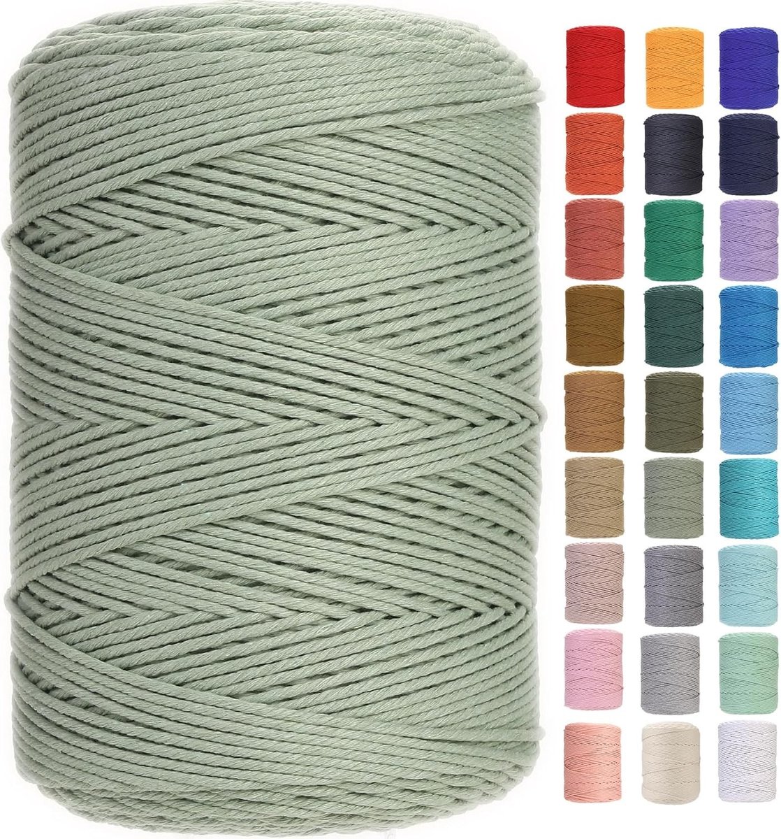 Hoogwaardige Macrame Koord 3 mm x 450 m, Zacht Katoenen Touw voor Macrame Kunst, Perfect voor Knopen en Creatieve Projecten