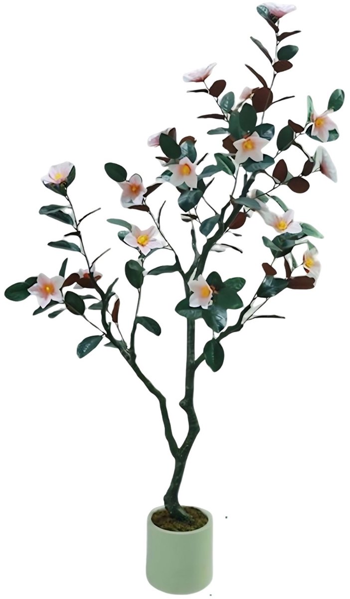 Kunst Magnolia Boom 180cm - Groen Kunststof in Pot - voor tuin en interieurdecoratie - Zwart 150 cm