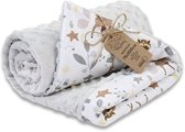 Babydeken Knuffeldeken All-season deken 100x75 cm minky – dubbelzijdig fleece katoen warm zacht donzig kinderen newborn – wiegdeken kinderwagen omkeerbaar peuter reisdeken Oeko-Tex Hert