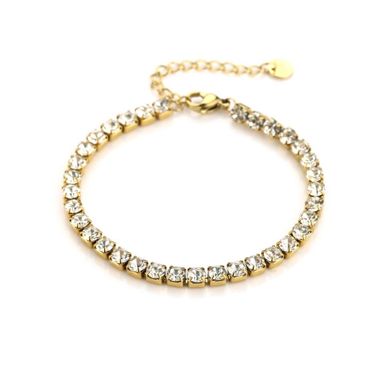 Bijoutheek Armband (Sieraad) Strass Steentjes Grof Goudkleurig