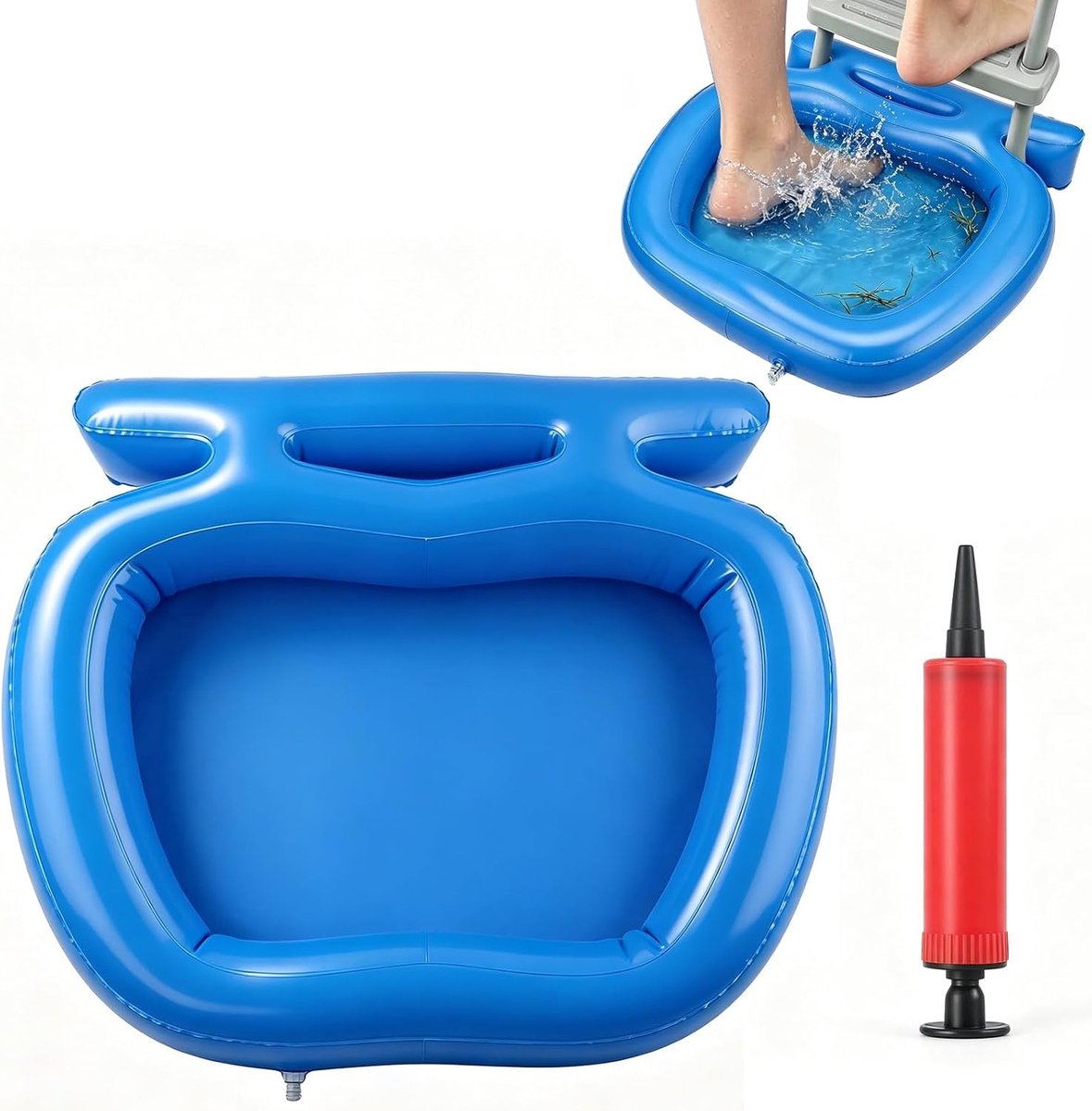 Opblaasbaar voetzwembad voor kinderen, 58 x 52 cm, ideaal voor warme dagen, inclusief ballonpomp en zwembadaccessoires, gemaakt van duurzaam PVC.