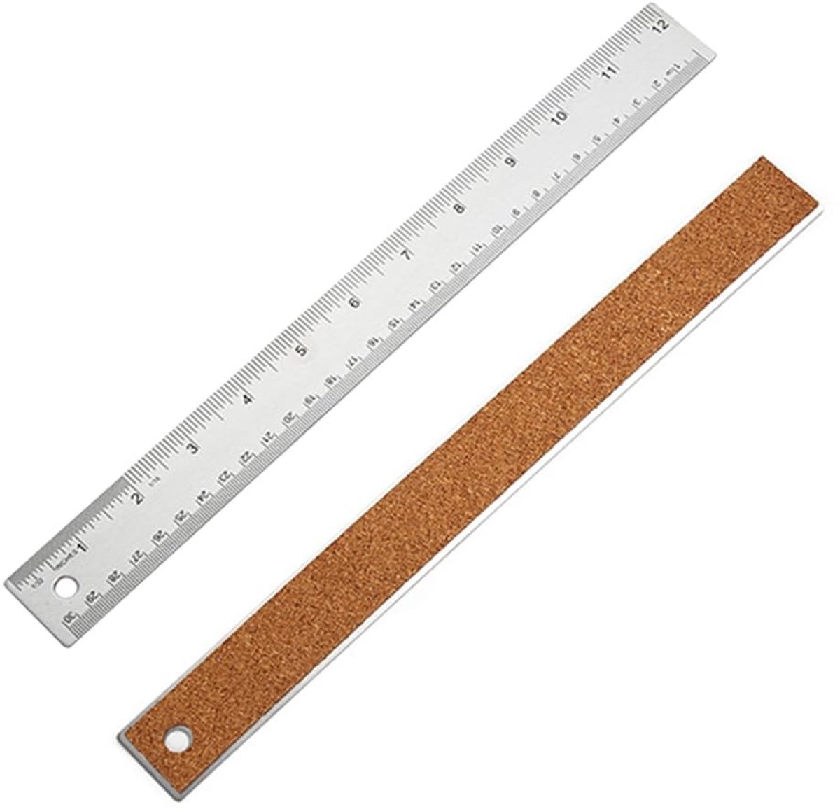 Set van 2 RVS Linialen met Kurken Achterkant voor Teken, Naai en Houtbewerking - 30 cm