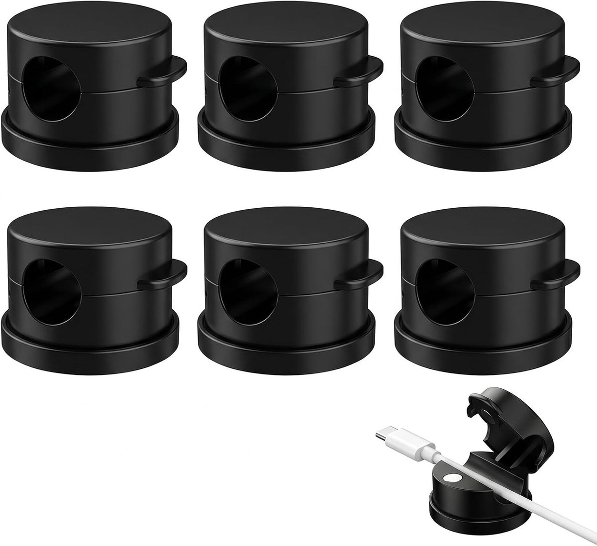 Magnetische kabelorganizer, 6 stuks, zelfklevende clips voor kabelbeheer, bureau, kabelhouder voor USB, HDMI, pc, tv - ShopVlot